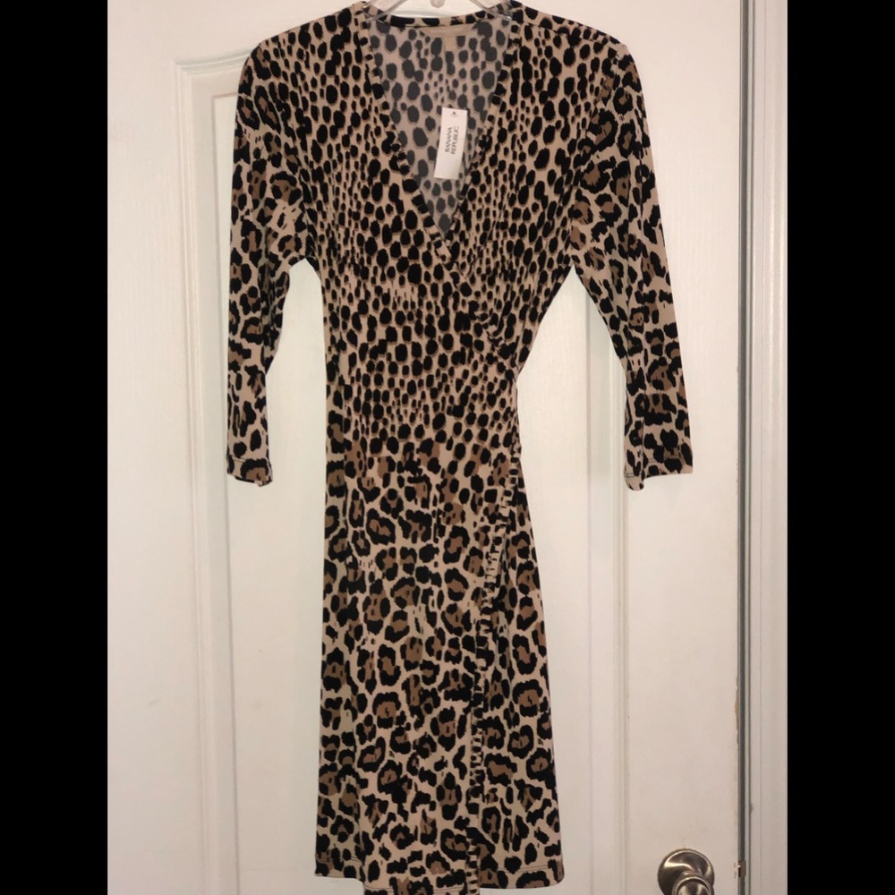 Banana Republic animal print wrap dress